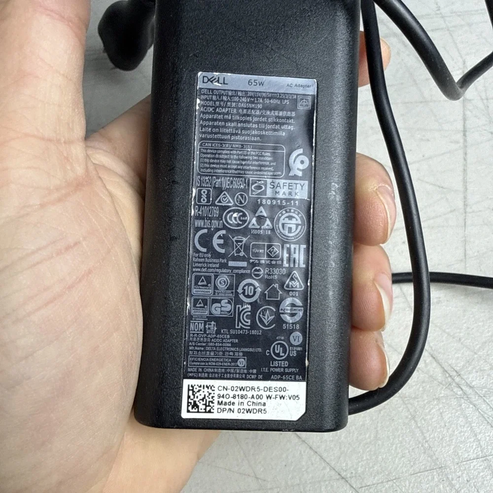 2WDR5 DA65NM190 Genuine Dell 65W Watt USB-C Type C AC Power Adapter Charger